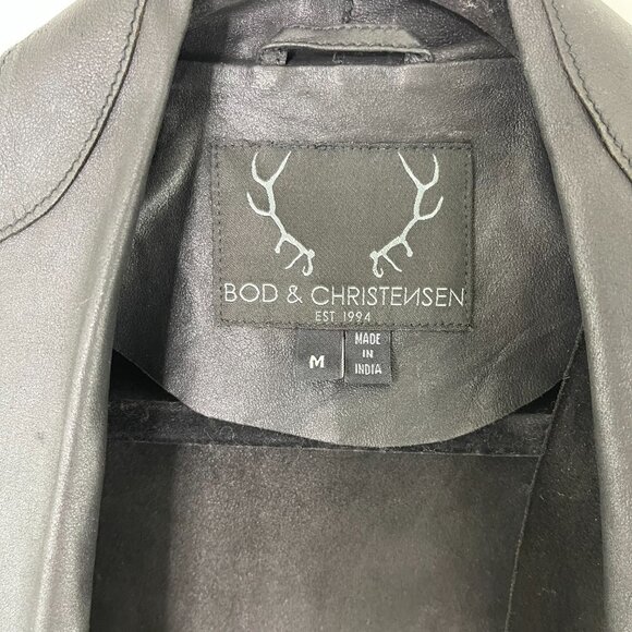 Bod & Christensen Women's Black Draped Collar Leather Snap Sleeve Jacket Size M - Picture 5 of 14